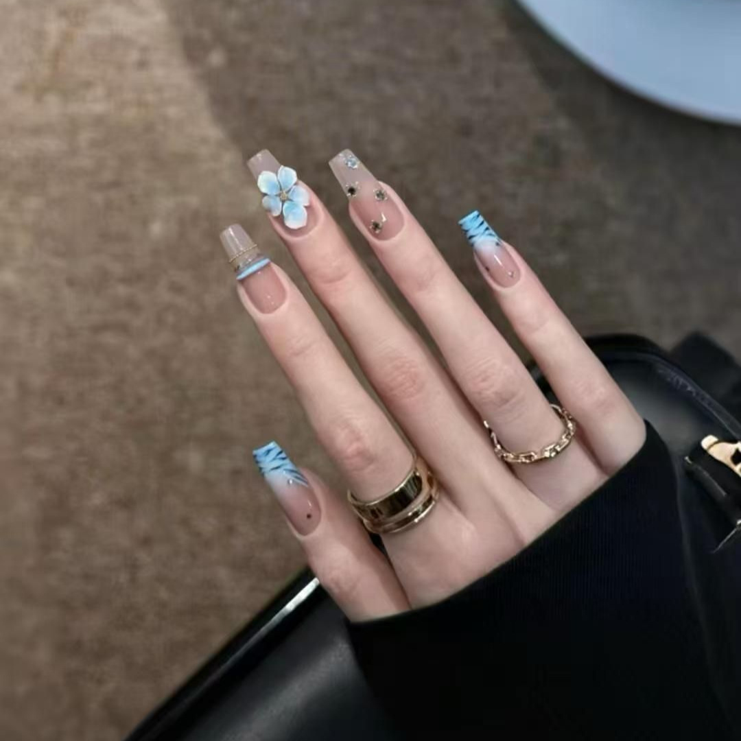 10pcs Handmade Middle Press On - Nail Art Zebra Design 评论和价格