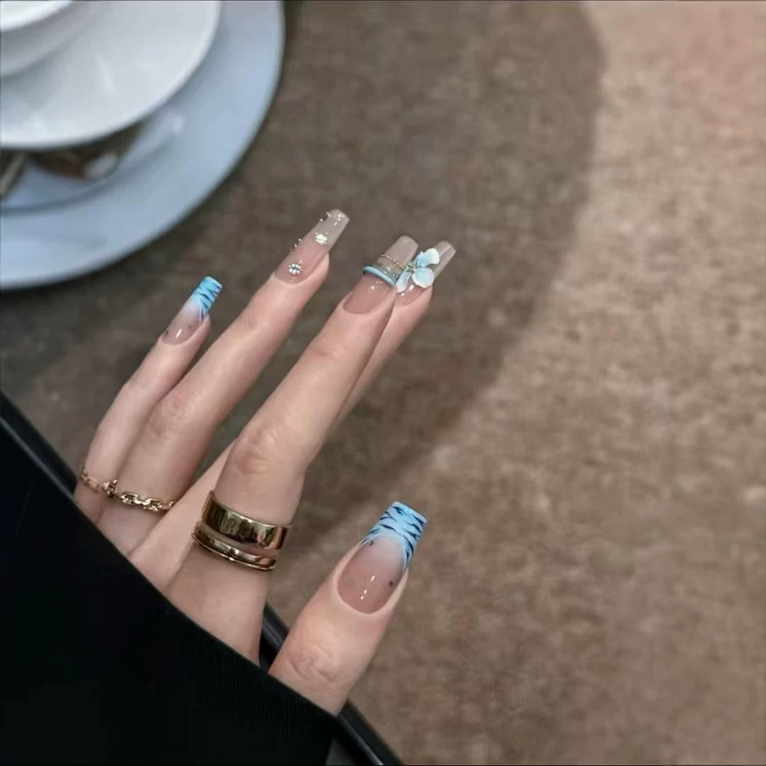 10pcs Handmade Middle Press On - Nail Art Zebra Design 评论和价格