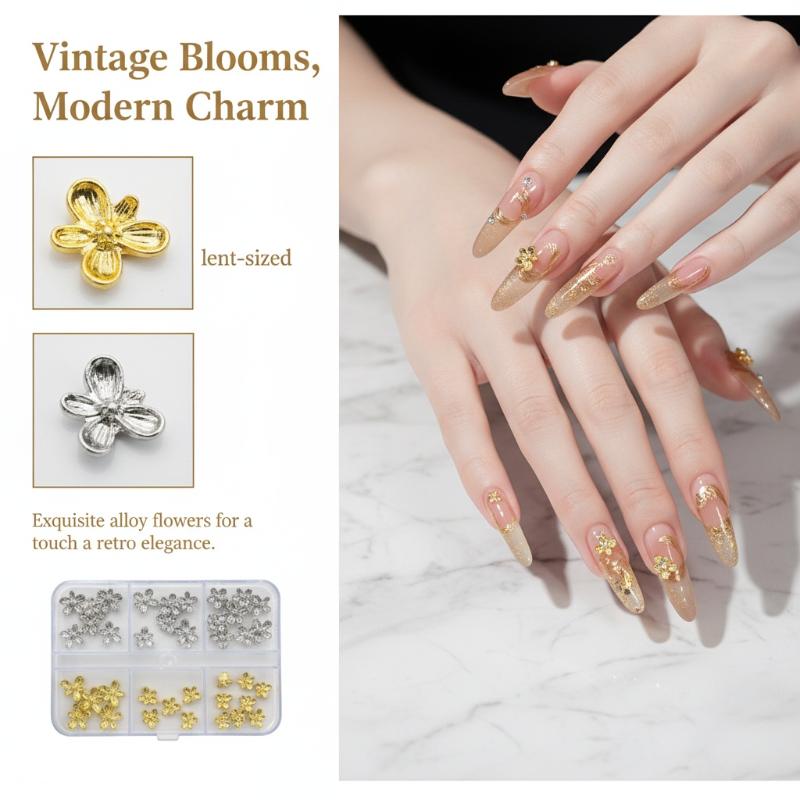 20/30pcs 3D Alloy Flower Nail  - Nail Art Lilac 评论和价格