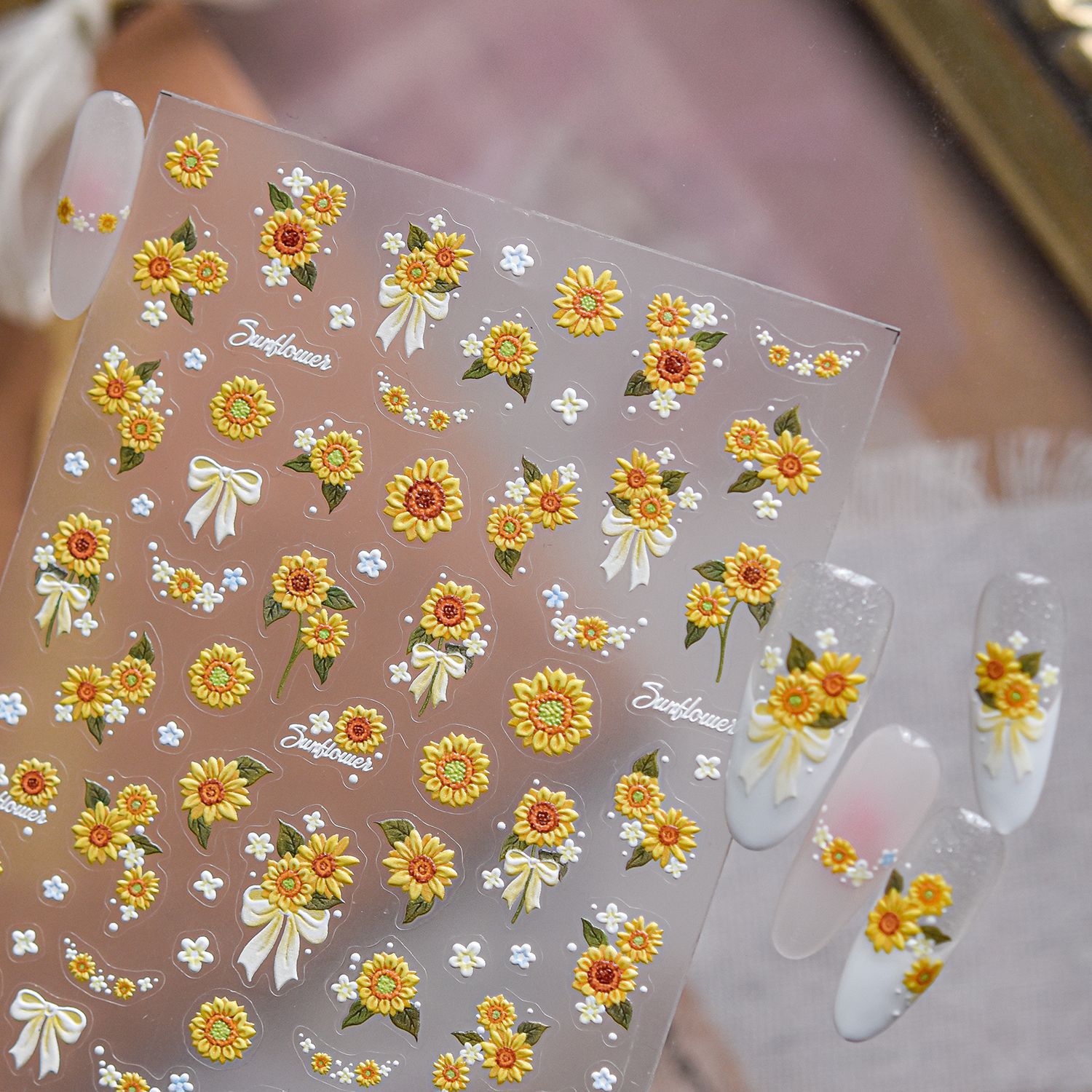 1pcs Summer 5D Embossed Flower - Nail Art Yellow 评论和价格