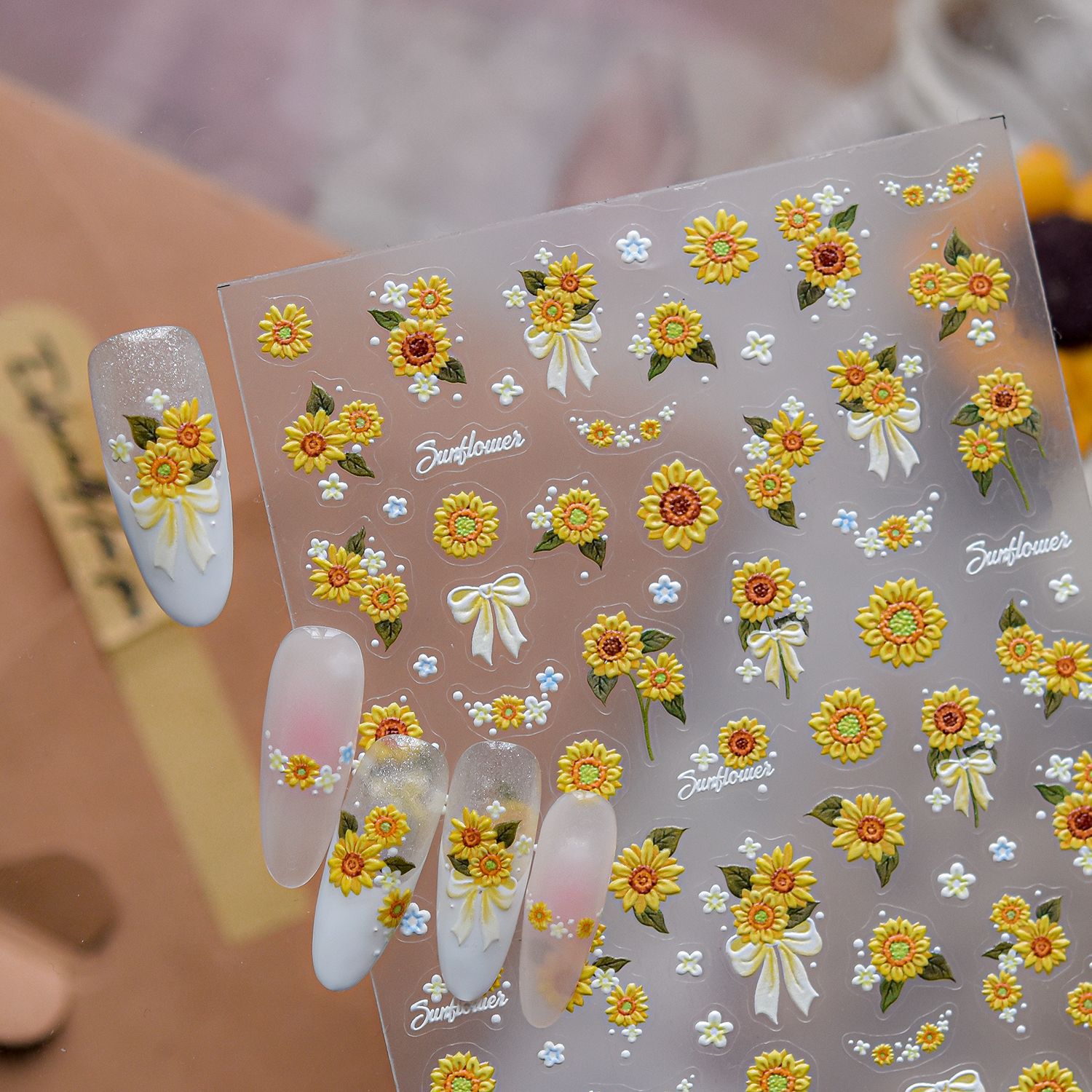 1pcs Summer 5D Embossed Flower - Nail Art Yellow 评论和价格