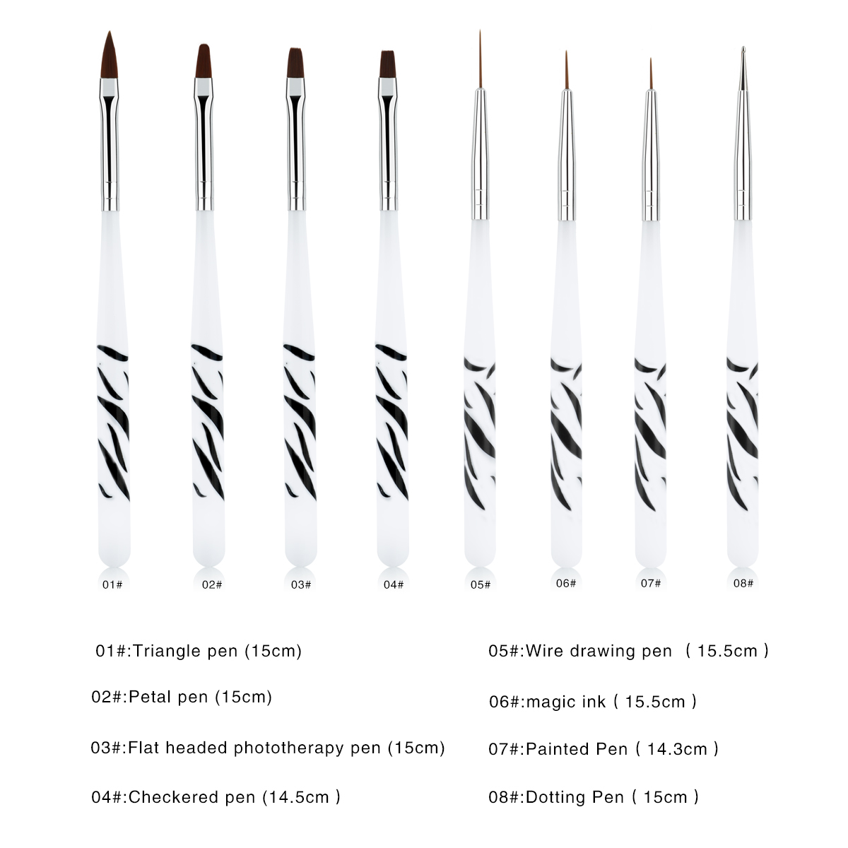 Zebra Handle Nail Brush Set Fo - Nail Art Zebra Design 评论和价格