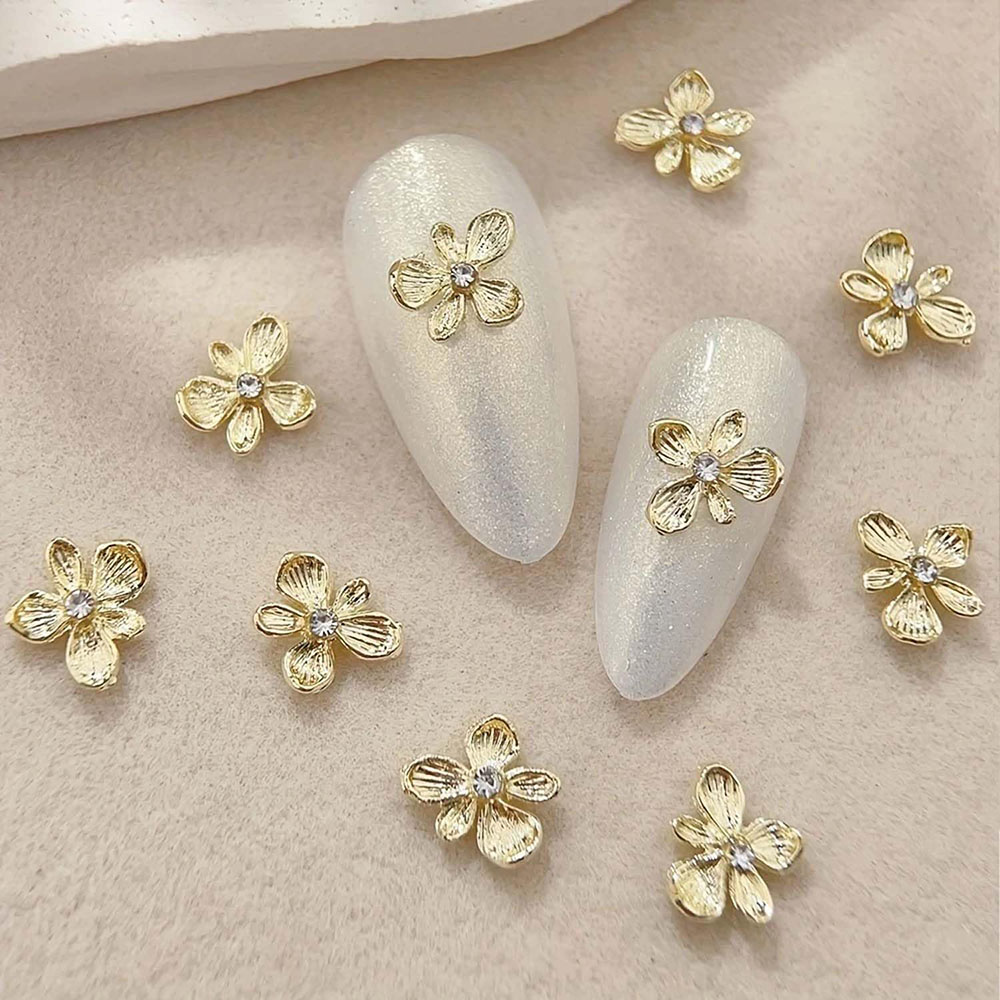 10pcs Gold Rhinestone Flower 3 - Nail Art Lilac 评论和价格