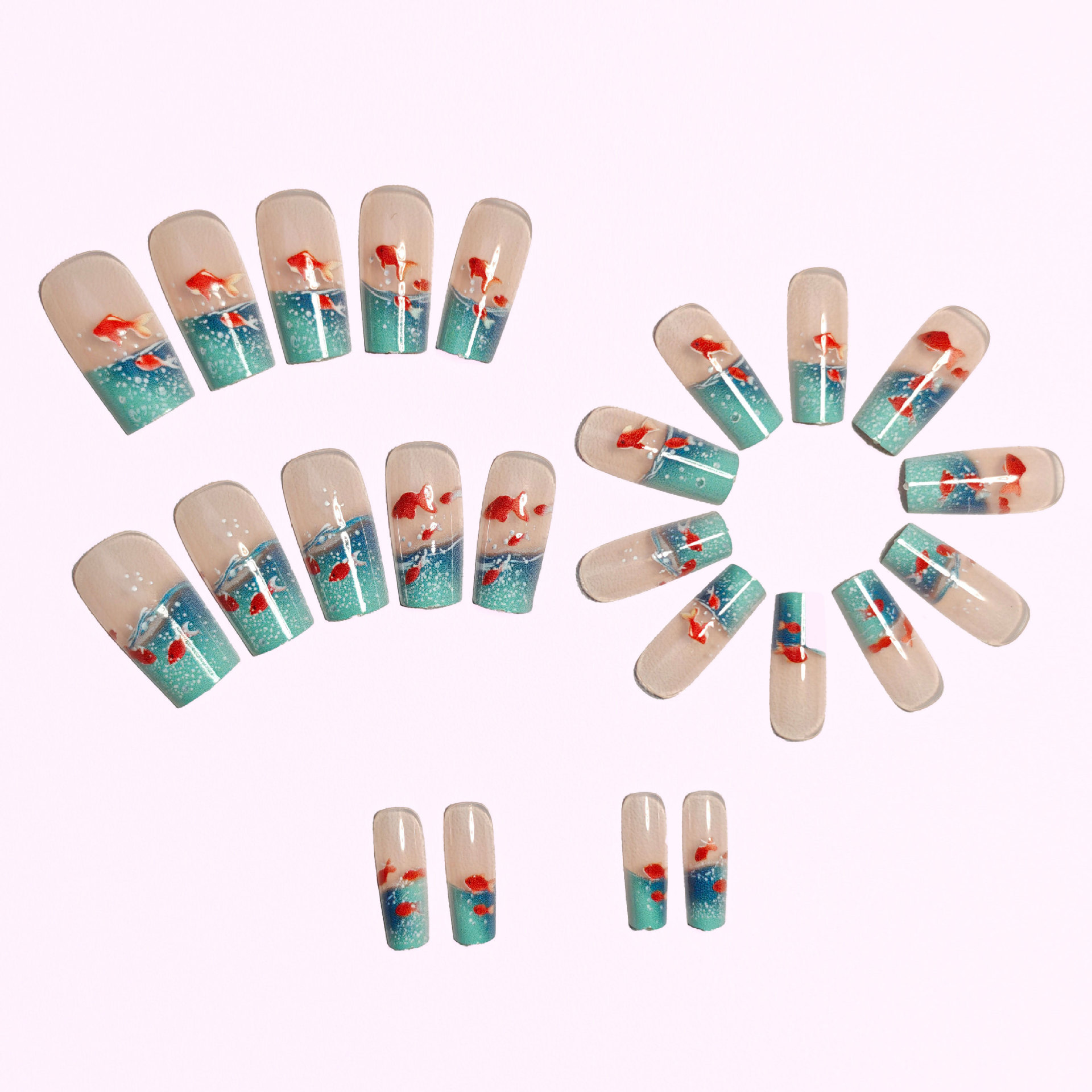 Medium long Square fake nails  - Nail Art Yellow 评论和价格