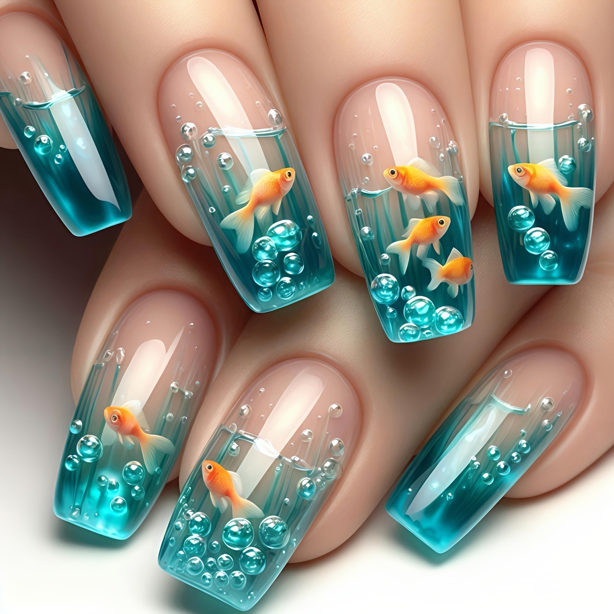 Medium long Square fake nails  - Nail Art Yellow 评论和价格