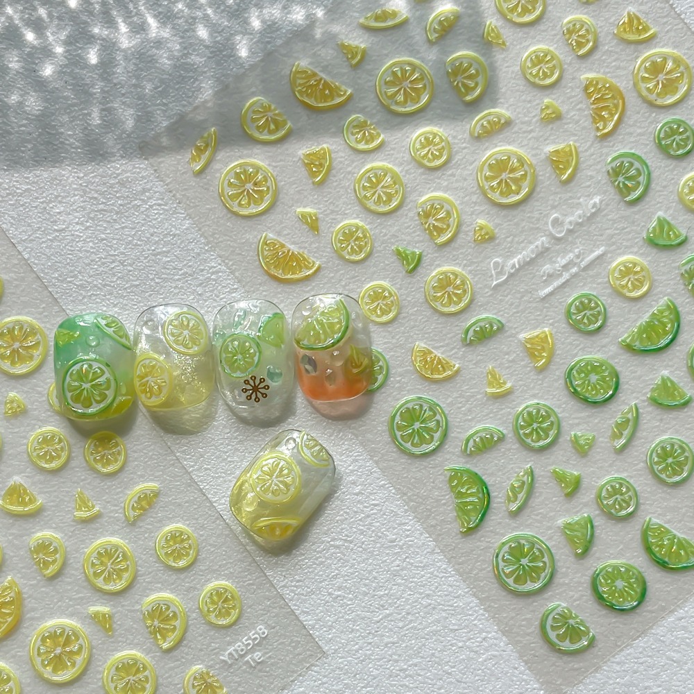 Summer Fruit Nail Stickers 5D  - Nail Art Yellow 评论和价格