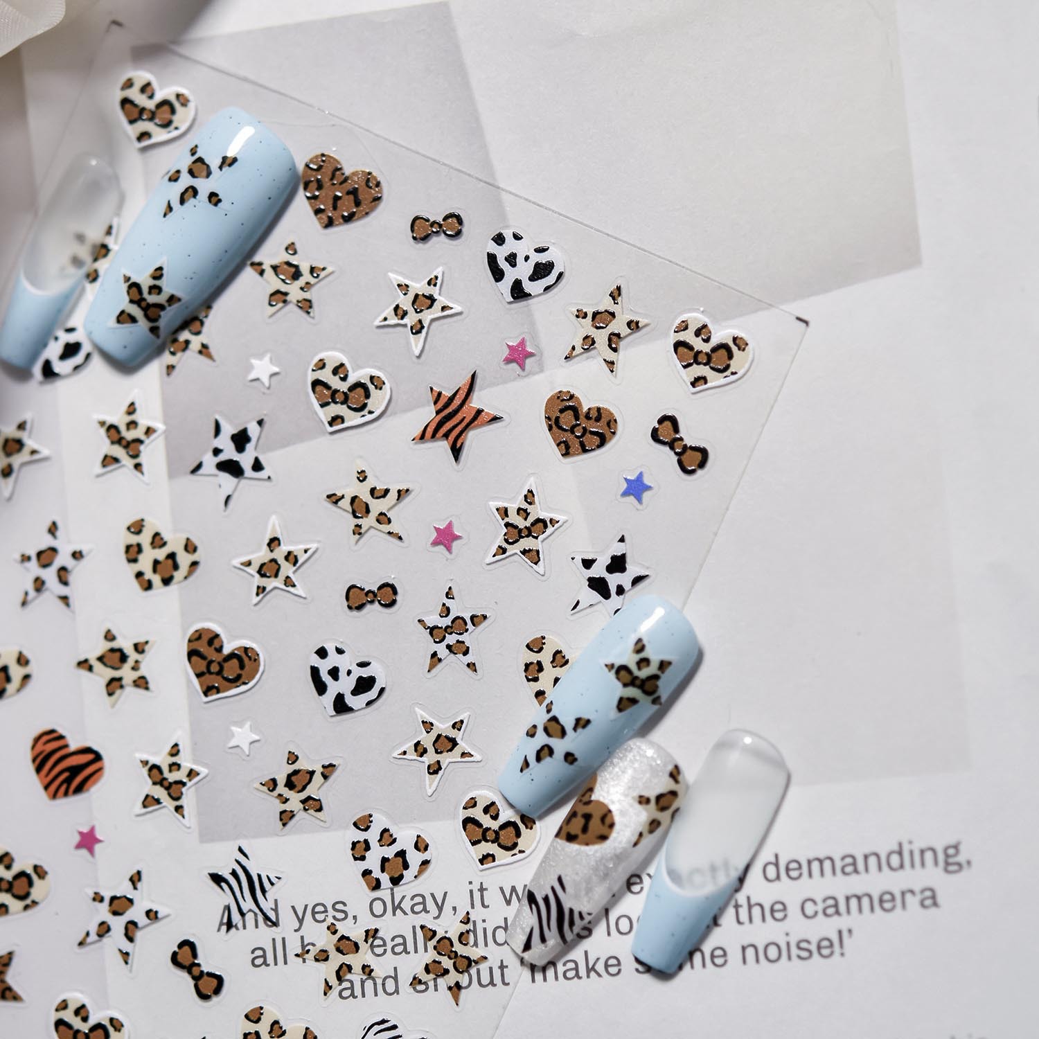 Blue And Pink Star Shaped Hear - Nail Art Zebra Design 评论和价格