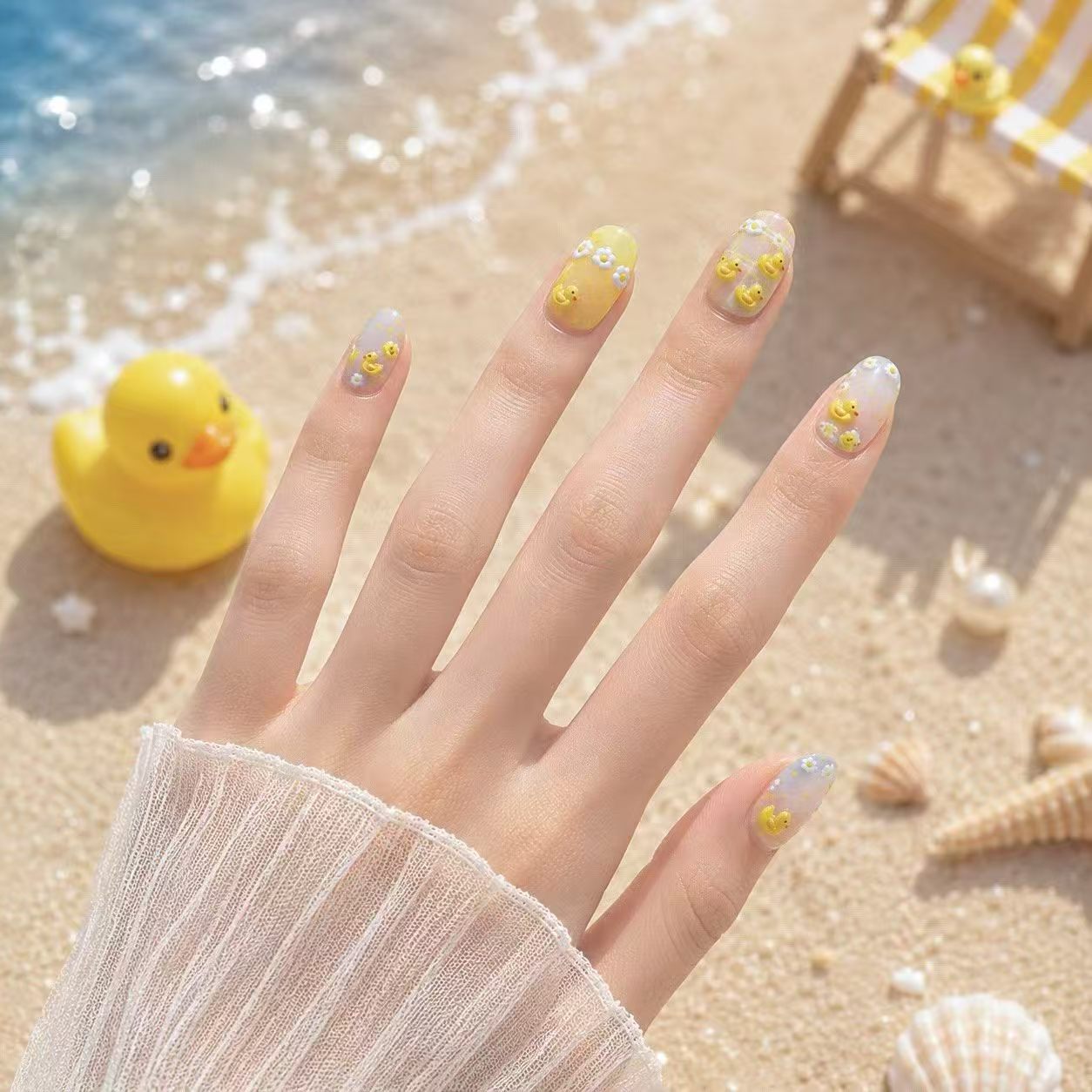 Kawaii Yellow Duck Crab Nail S - Nail Art Yellow 评论和价格