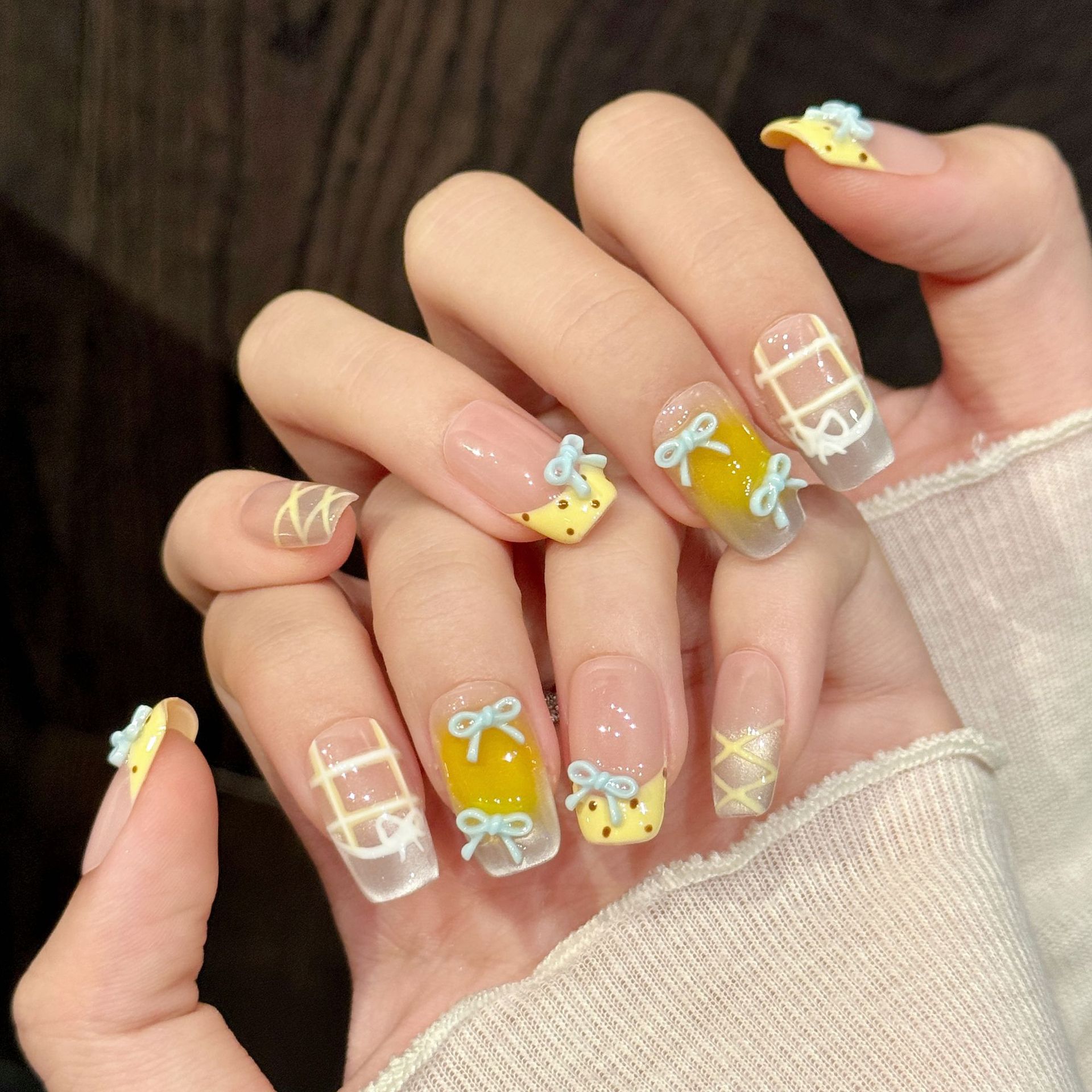 10pcs Handmade Kawaii Cute Gra - Nail Art Yellow 评论和价格