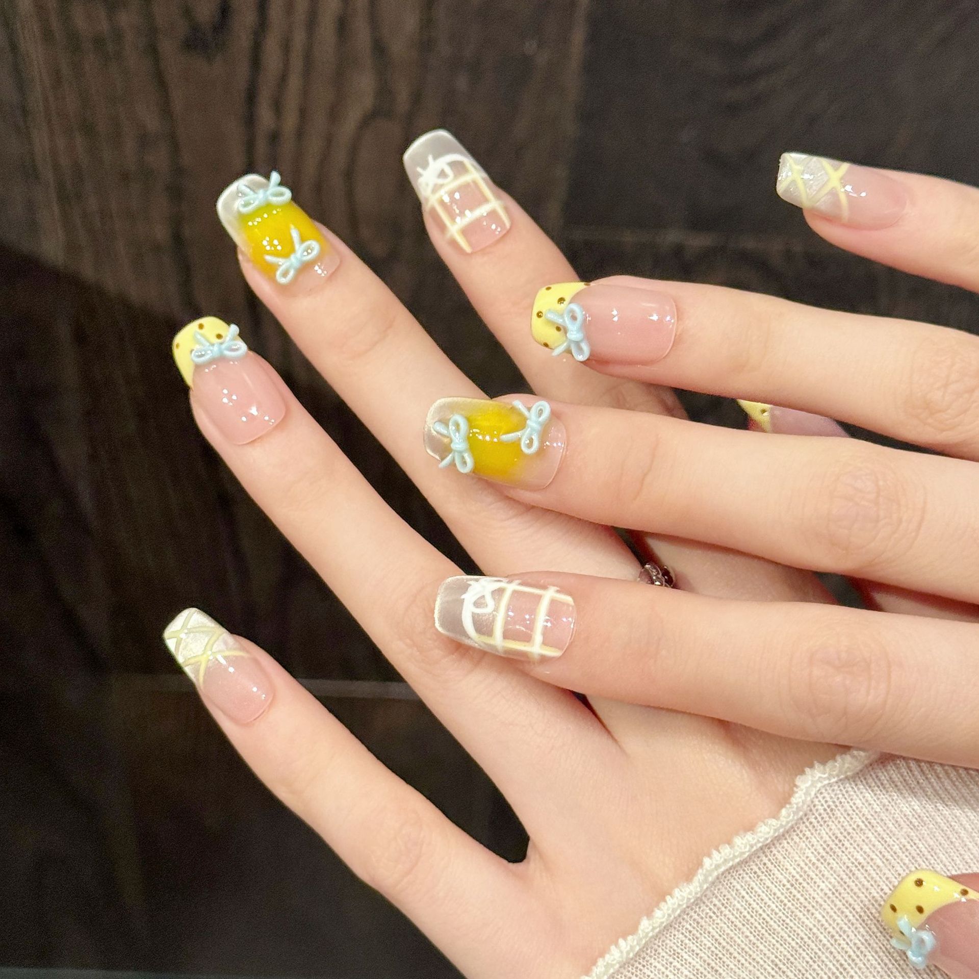 10pcs Handmade Kawaii Cute Gra - Nail Art Yellow 评论和价格