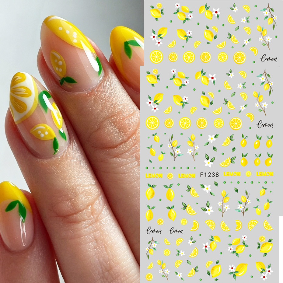 2pcs Yellow Lemon Slice Nail A - Nail Art Yellow 评论和价格