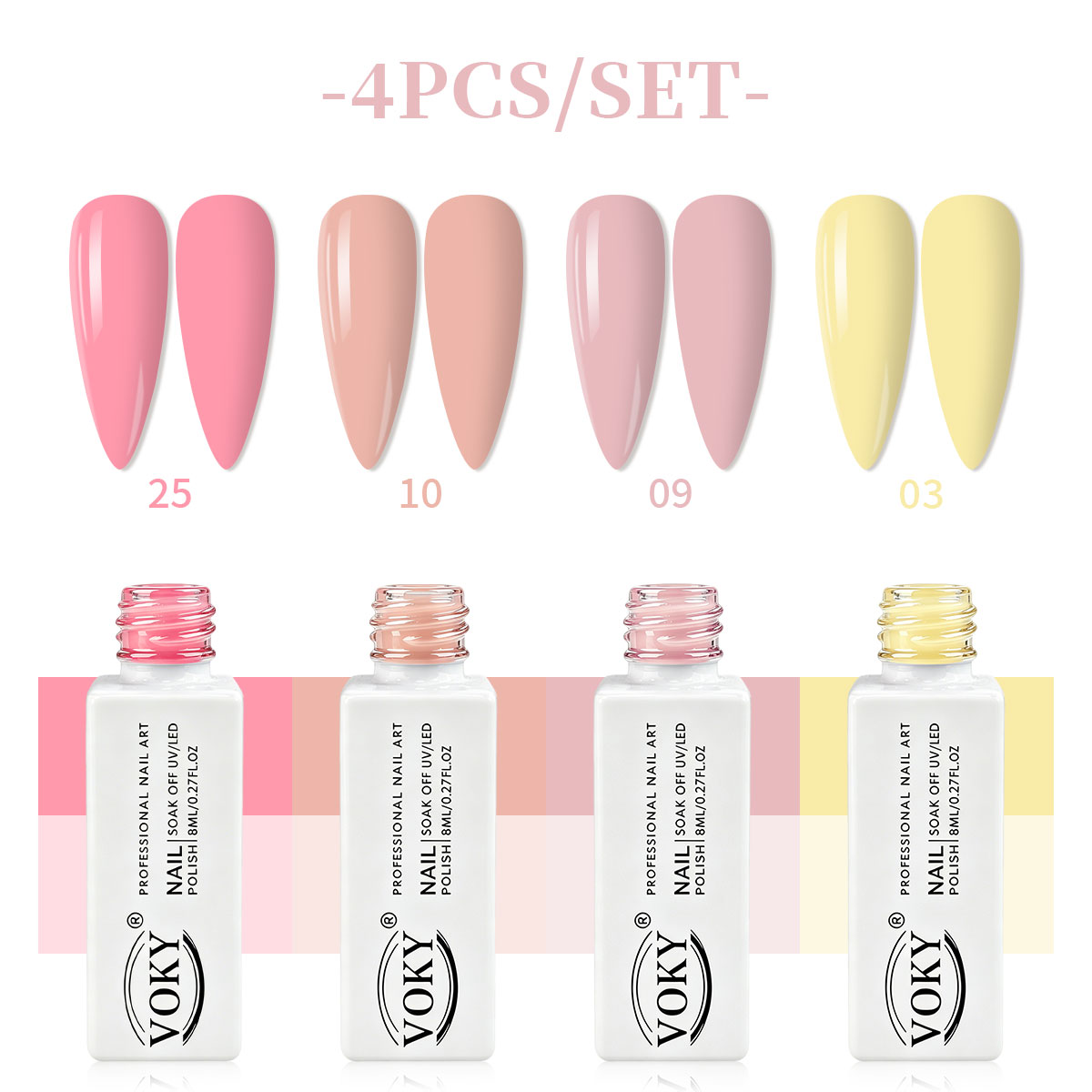 VOKY four-piece nude pink crea - Nail Art Yellow 评论和价格